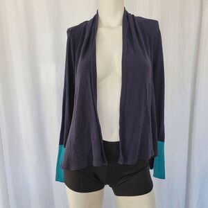 Splendid navy and teal open front cardigan size 14